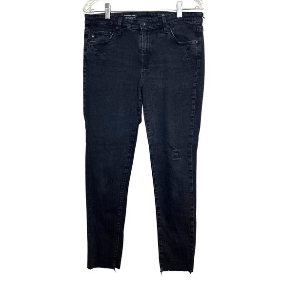 AG Adriano Goldschmied‎ The Midi Ankle Distressed Black Jeggings - Picture 1 of 7
